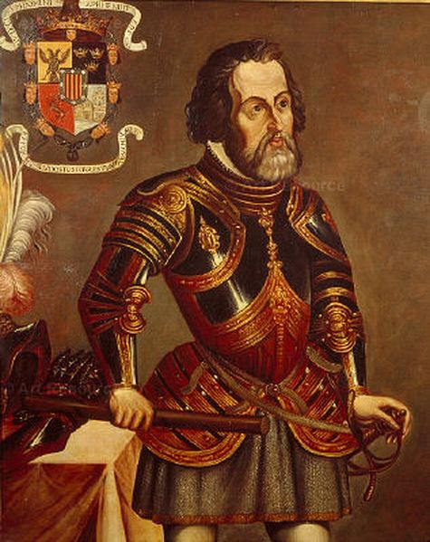 A painting of Hernán Cortés