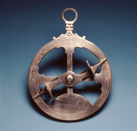 Mariner's Astrolabe Mariner's astrolabes measure the altitude (the angle between the horizontal and a heavenly body) of the sun or the pole star, to find latitude at sea. The Mariners' Museum 1998.0039.000011.