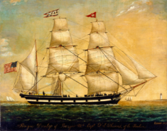 19th century painting of the barque "Dunlap" of Bangor, Maine. The Mariners' Museum 1933.0750.000001